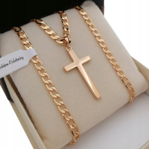 Złoty Łańcuszek Pancerka 4mm+krzyżyk 18k Gwarancja