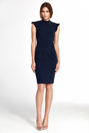 Nife Sukienka z falbankami na ramionach S102 Navy 40