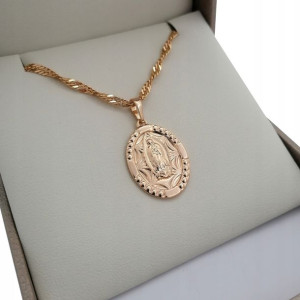 Złoty Naszyjnik Matka Boska 50cm3mm 18k Gwarancja