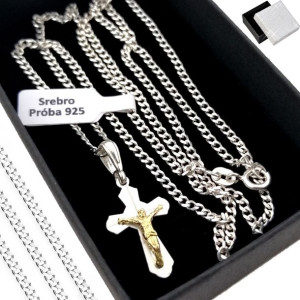 Łańcuszek Srebrny 925 Pancerka Krzyżyk Unisex -30%
