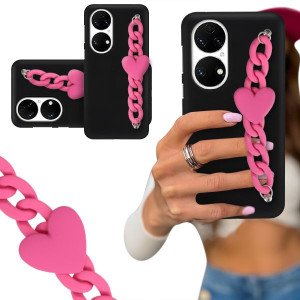 ETUI BLINK CZARNY MAT do HUAWEI P50 Serce Malinowe