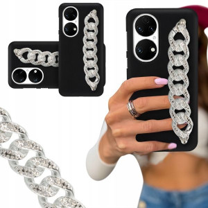 ETUI BLINK CZARNY MAT do HUAWEI P50 Łańcuch Silver