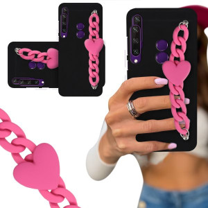 ETUI BLINK CZARNY MAT do HUAWEI Y6P Serce Malinowe