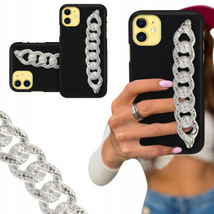 ETUI BLINK CZARNY MAT do IPHONE 11 Łańcuch Srebrny