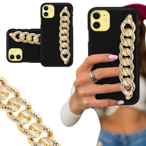 ETUI BLINK CZARNY MAT do IPHONE 11 Łańcuch Złoty