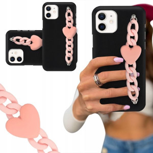 ETUI BLINK CZARNY MAT do IPHONE 12 Łańcuszek SERCE