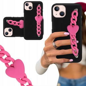 ETUI BLINK CZARNY MAT do IPHONE 13 Serce Malinowe