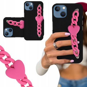 ETUI BLINK CZARNY MAT do IPHONE 14 Serce Malinowe