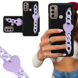 ETUI BLINK CZARNY MAT do MOTOROLA G60 Fiolet Serce