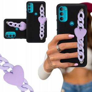 ETUI BLINK CZARNY MAT do MOTOROLA G71 5G Łańcuszek