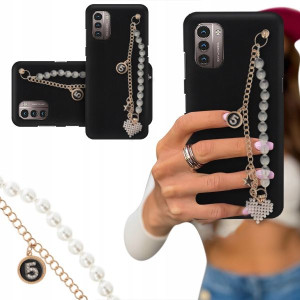 ETUI BLINK CZARNY MAT do NOKIA G21 4G Perły Serce