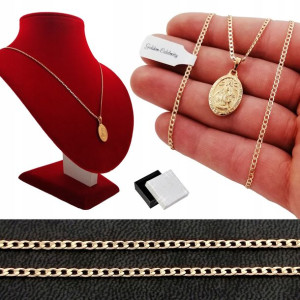 Złoty Łańcuszek+medalik Prezent Na Chrzest Komunię