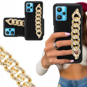 ETUI BLINK CZARNY MAT do REALME 9 5G Łańcuch Złoty