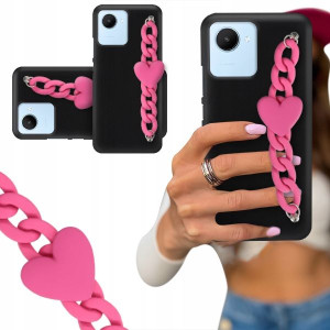 ETUI BLINK CZARNY MAT do REALME C30 Serce Malinowe