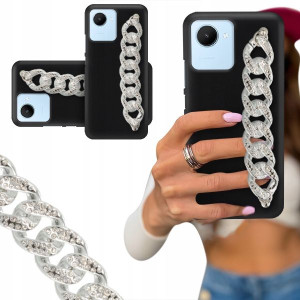 ETUI BLINK CZARNY MAT do REALME C30 Łańcuch Silver