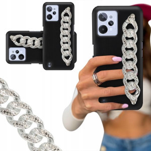 ETUI BLINK CZARNY MAT do REALME C31 Łańcuch Silver