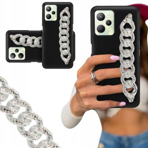 ETUI BLINK CZARNY MAT do REALME C35 Łańcuch Silver