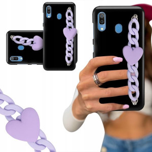 ETUI BLINK CZARNY MAT do SAMSUNG A30 Fiolet Serce