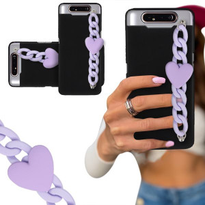 ETUI BLINK CZARNY MAT do SAMSUNG A80 Fiolet Serce