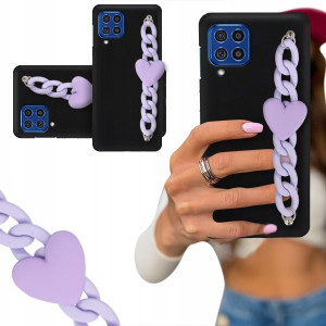 ETUI BLINK CZARNY MAT do SAMSUNG F62 Fiolet Serce