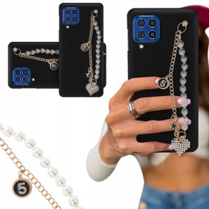 ETUI BLINK CZARNY MAT do SAMSUNG F62 Perły Serce
