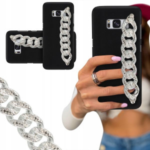 ETUI BLINK CZARNY MAT do SAMSUNG S8 Łańcuch Silver