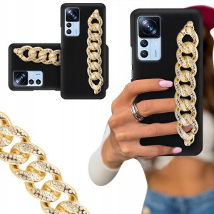 ETUI BLINK CZARNY MAT do XIAOMI 12T Łańcuch Złoty