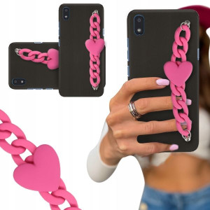 ETUI BLINK CZARNY MATOWY do LG K20 Serce Malinowe