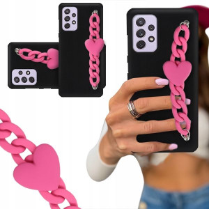 ETUI BLINK CZARNY MATOWY do SAMSUNG A72 Malinowe