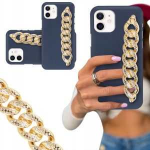 ETUI BLINK MAT GRANAT do IPHONE 12 Złoty Łańcuch