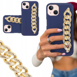 ETUI BLINK MAT GRANAT do IPHONE 13 Złoty Łańcuch