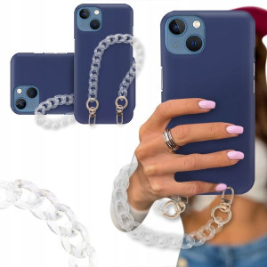 ETUI BLINK MAT GRANAT do IPHONE 14 Biały Łańcuszek