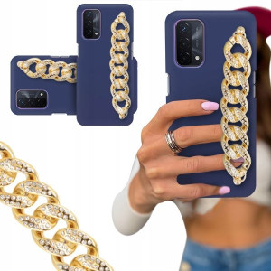 ETUI BLINK MAT GRANAT do OPPO A74 5G Złoty Łańcuch