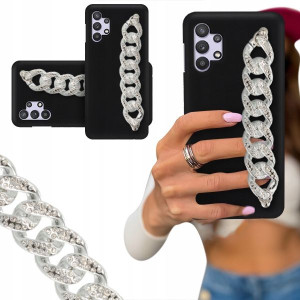ETUI BLINK MATOWY do SAMSUNG A32 4G Łańcuch Silver