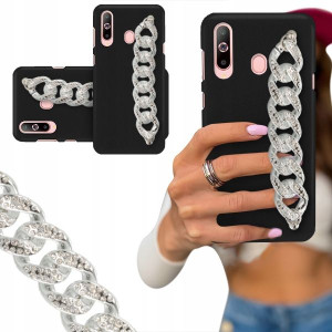 ETUI BLINK MATOWY do SAMSUNG A60 Łańcuch Silver