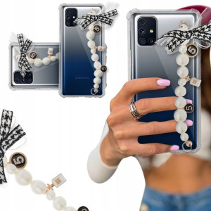 ETUI BLINK SHOCK do SAMSUNG M31s Perły z Kokardką