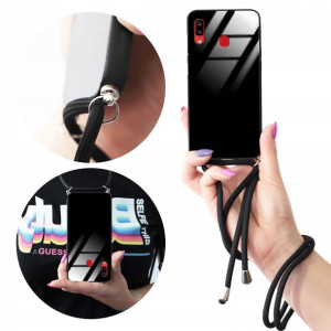 Etui Cross Glam do SAMSUNG A20 Top Czarny Sznurek