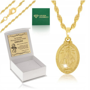 Złoty Łańcuszek Medalik Cudowny 18k Grawer Gratis