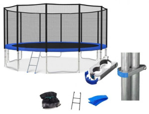 Trampolina Ogrodowa Z Siatką I Drabinką 14 Ft 427cm Niebieska