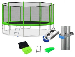 Trampolina Ogrodowa Z Siatką I Drabinką 12 Ft 366cm Zielona