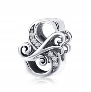 Zawieszka Charms Literka Litera S Alfabet Srebro
