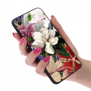 Etui GLASS do HUAWEI HONOR 8A Case Kwiatki Wzory