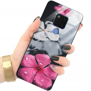 ETUI GLASS do HUAWEI MATE 20 Damskie Kwiaty Wzory
