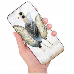 ETUI GLASS do HUAWEI MATE 20 LITE Pióra Boho Wzory