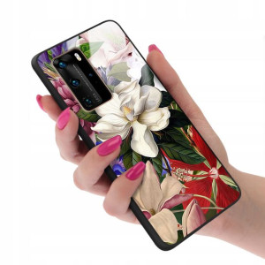 Etui GLASS do HUAWEI P40 PRO Case Kwiaty Top Wzory