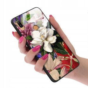 Etui GLASS do HUAWEI Y6 PRIME 2019 Kwiatki Wzory