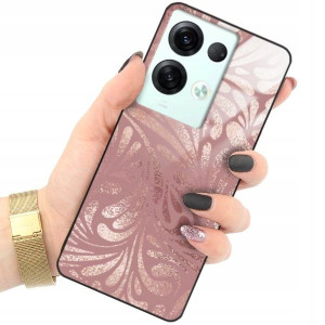 ETUI GLASS do OPPO RENO 8 PRO 5G Gold Rose Wzory