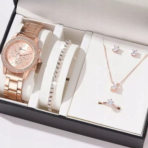Komplet Biżuterii Stal Chirurgiczna Gold Rose Koło