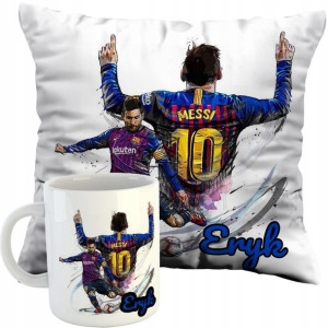 Zestaw Poduszka Kubek Leo Messi Prezent+imię Full