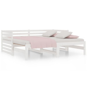 Łóżko rozsuwane, białe, 2x(80x200) cm, lite drewno sosnowe